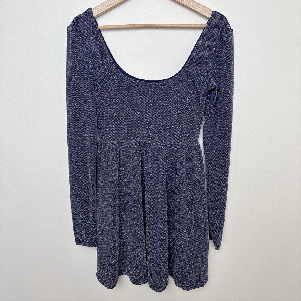 Free People Womens Small Sparkle Long Sleeve Disco Mini Dress CN - Picture 2 of 14